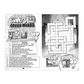 Comic book page with crossword puzzle and cartoon characters on a white background