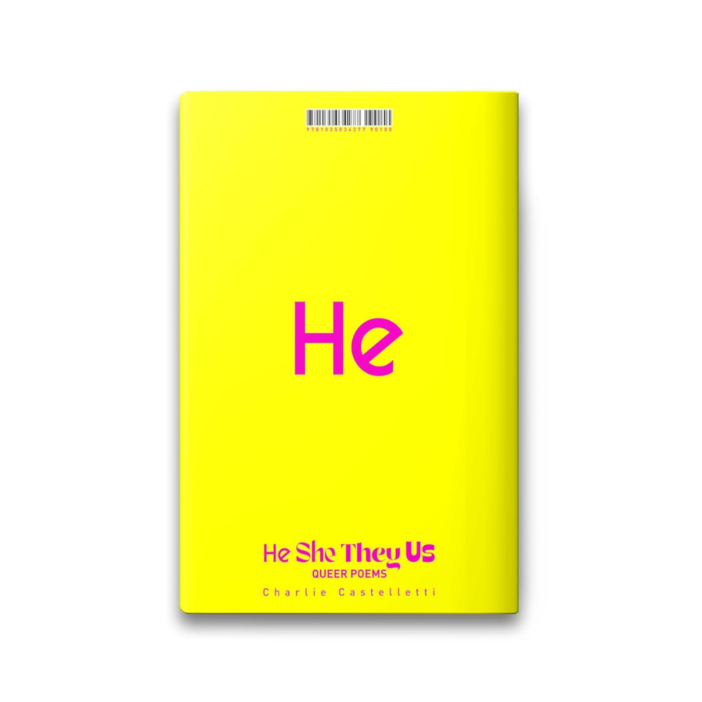 Yellow book cover with pink text on a white background