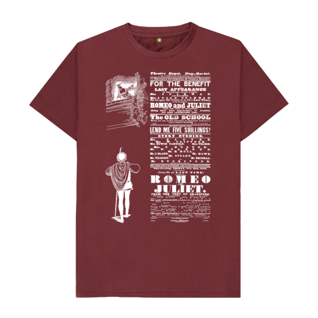 Red Wine Romeo and Juliet in white T-shirt