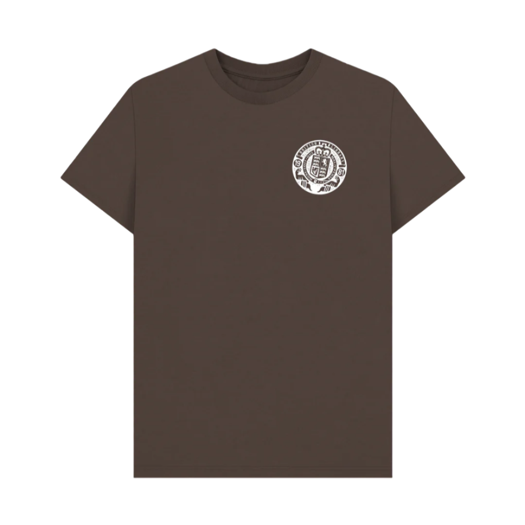 Chocolate  British Library Stamp Printed T-shirt