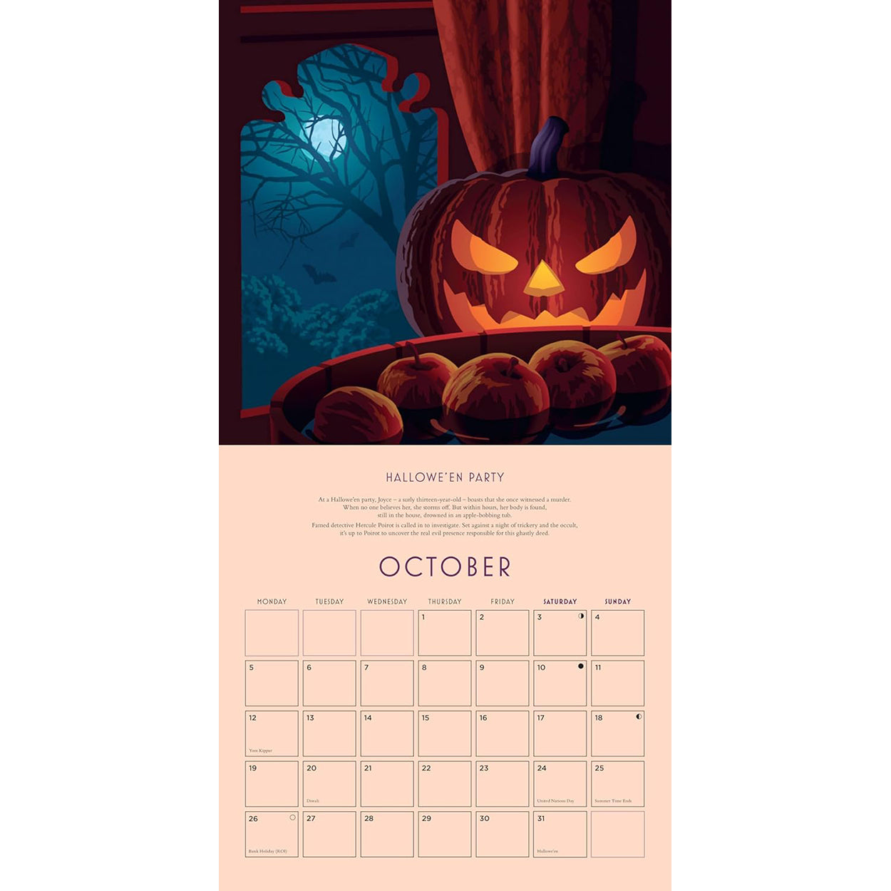 Agatha Christie 2026 Wall Calendar double spread for October