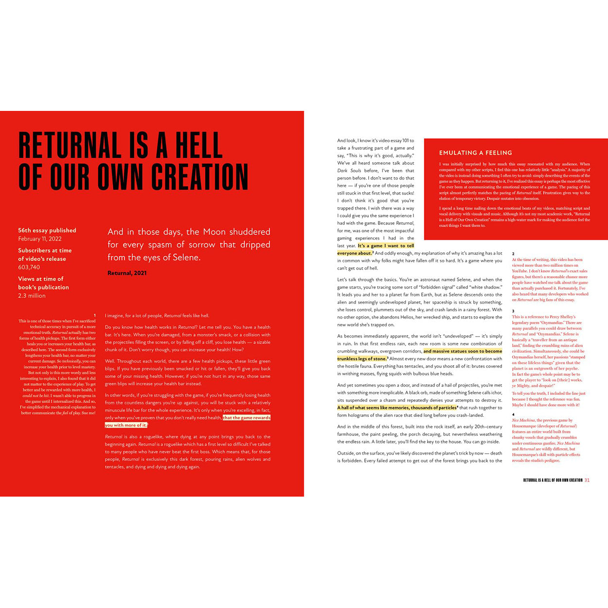 How a Game Lives: view of inside pages