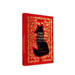 The Fox Outfoxed and Other Tales book by Aesop, featuring a vibrant red cover with a black fox silhouette and ornate gold leaf patterns, shown on a clean white background.