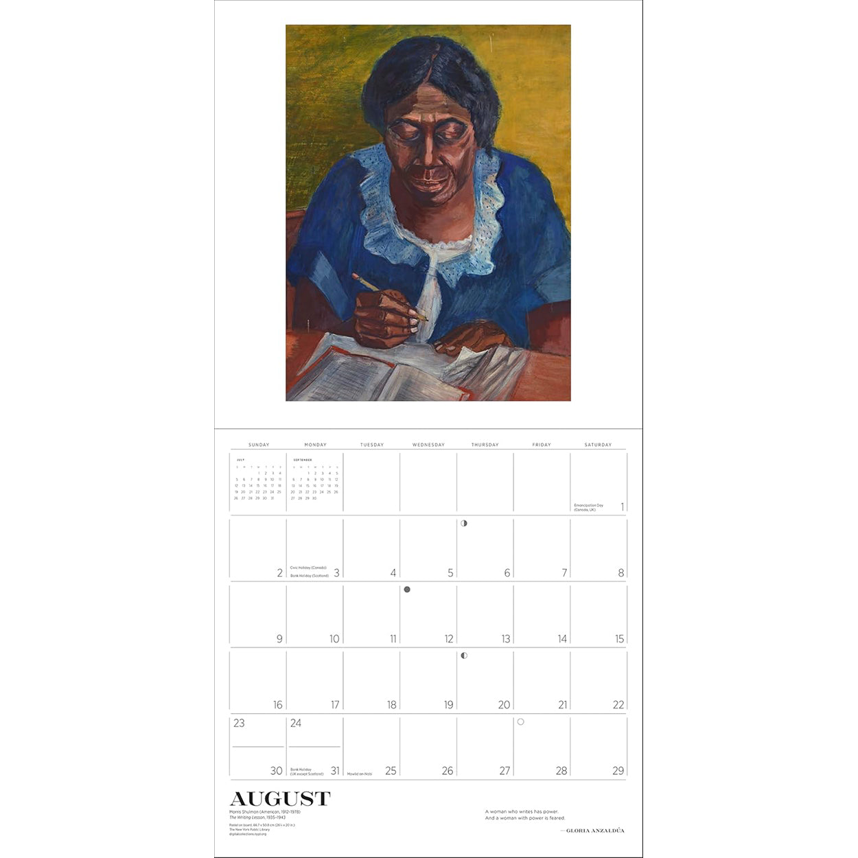 2026 Reading Woman Wall Calendar August Pages
