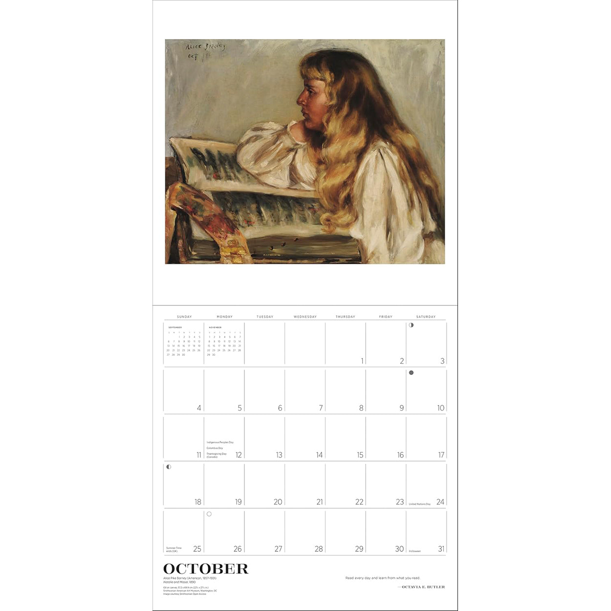 2026 Reading Woman Wall Calendar October Pages