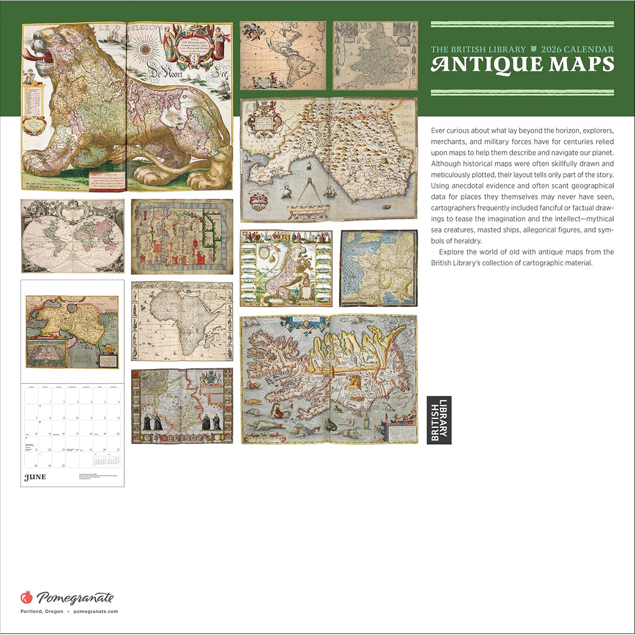 2026 Antique Maps Wall Calendar Back Cover