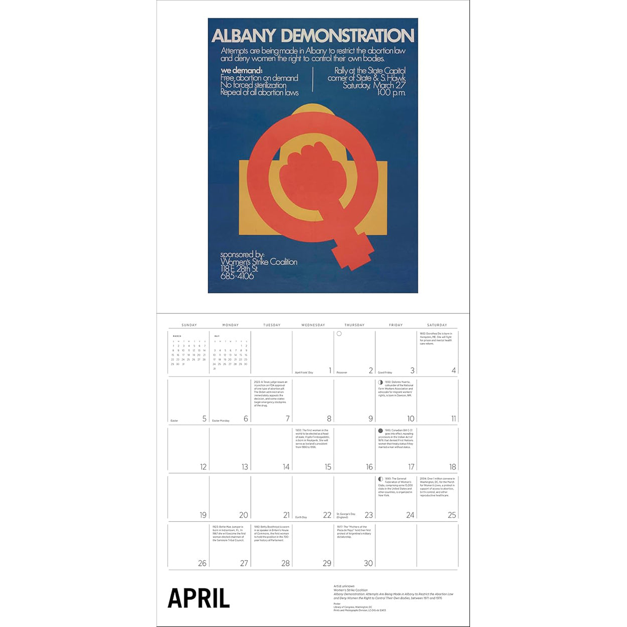 2026 Fight for Women's Rights Wall Calendar; April pages
