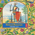 Medieval Manuscripts calendar cover with colorful illustrations and decorative border