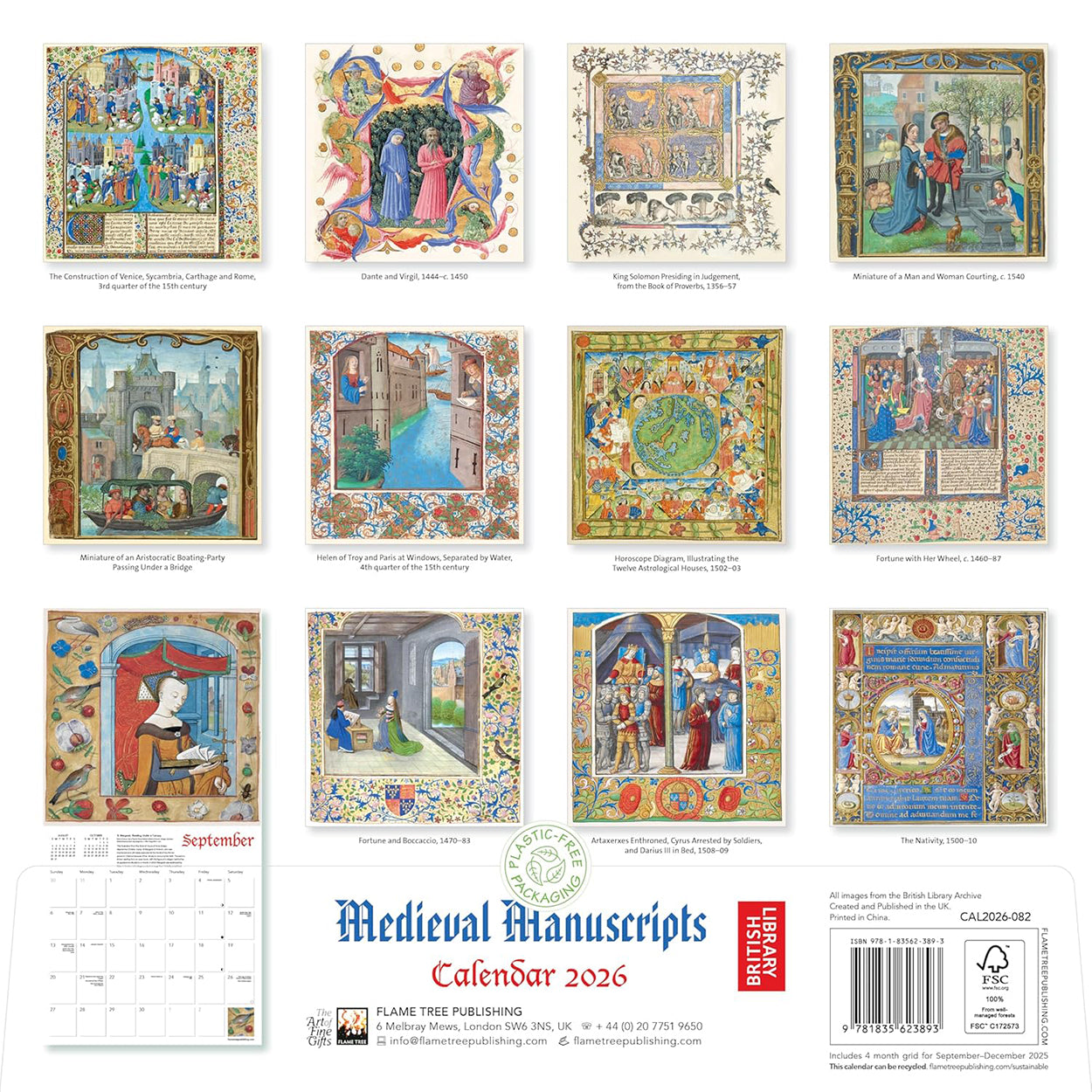 2026 Medieval Manuscripts Wall Calendar Back Cover