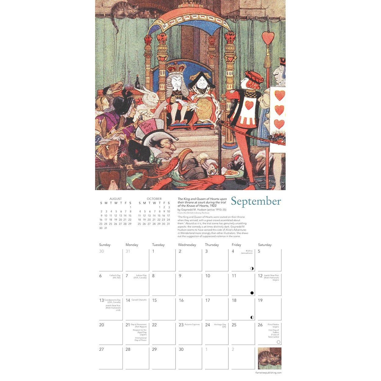 2026 Alice's Adventures in Wonderland Mini Calendar: September's pages