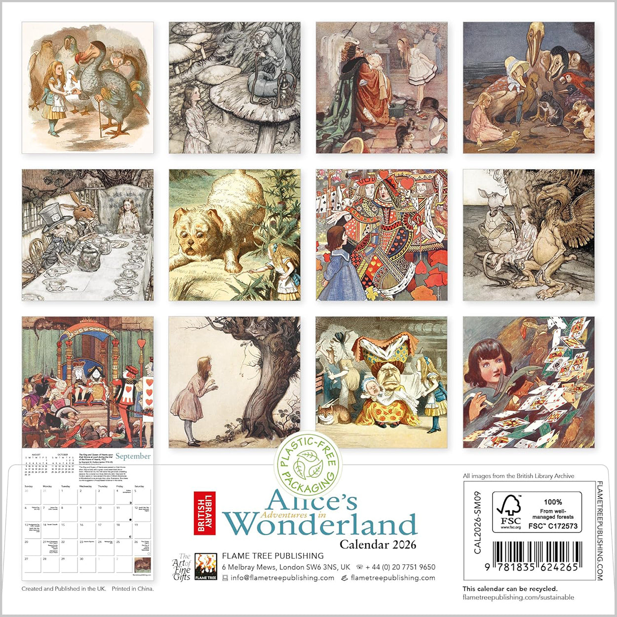 2026 Alice's Adventures in Wonderland Mini Calendar Back Cover