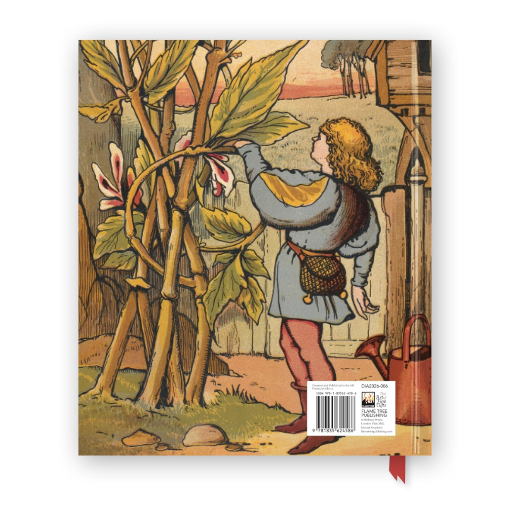 Back cover with illustration of a person in medieval attire interacting with nature