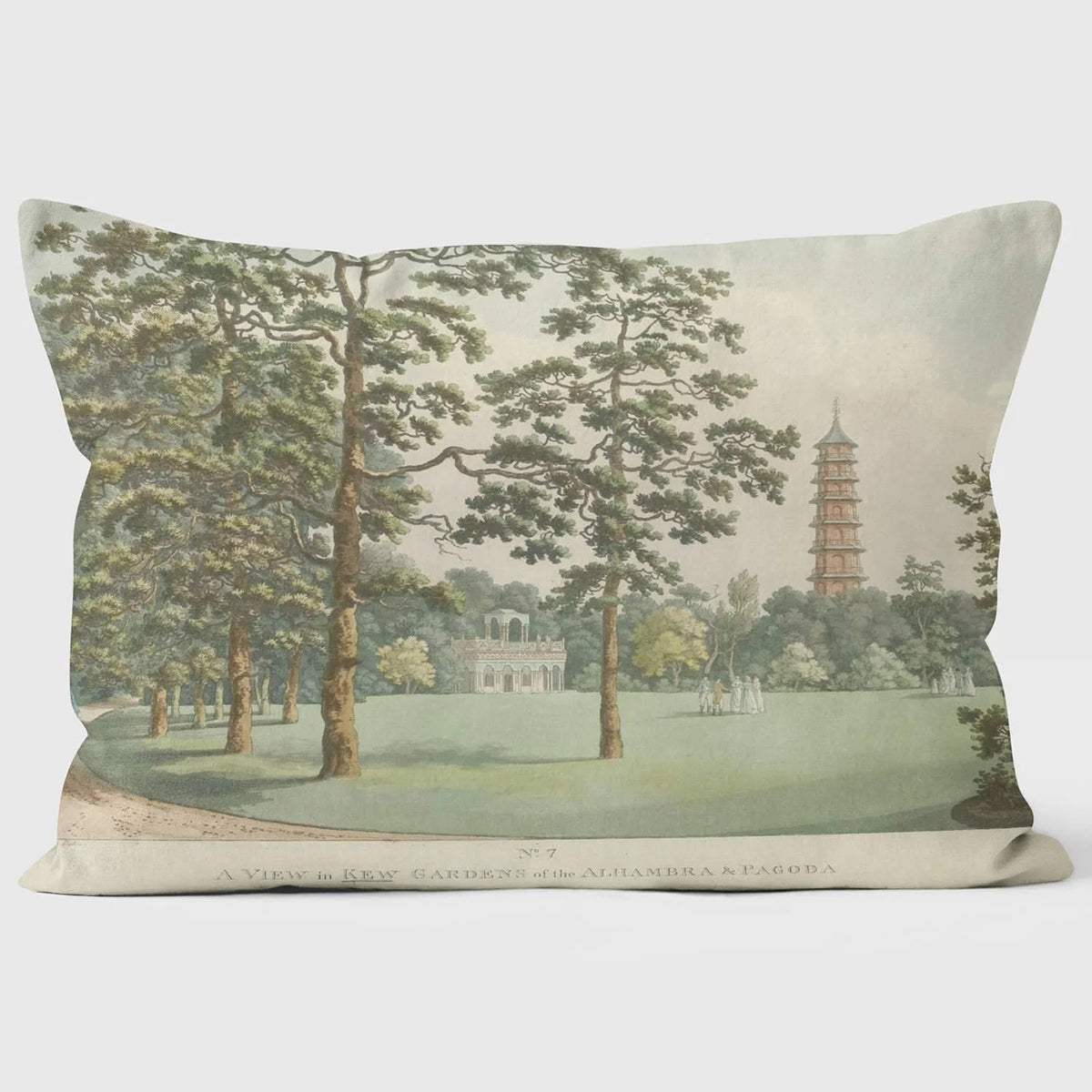 A View in Kew Gardens of the Alhambra and Pagoda Cushion