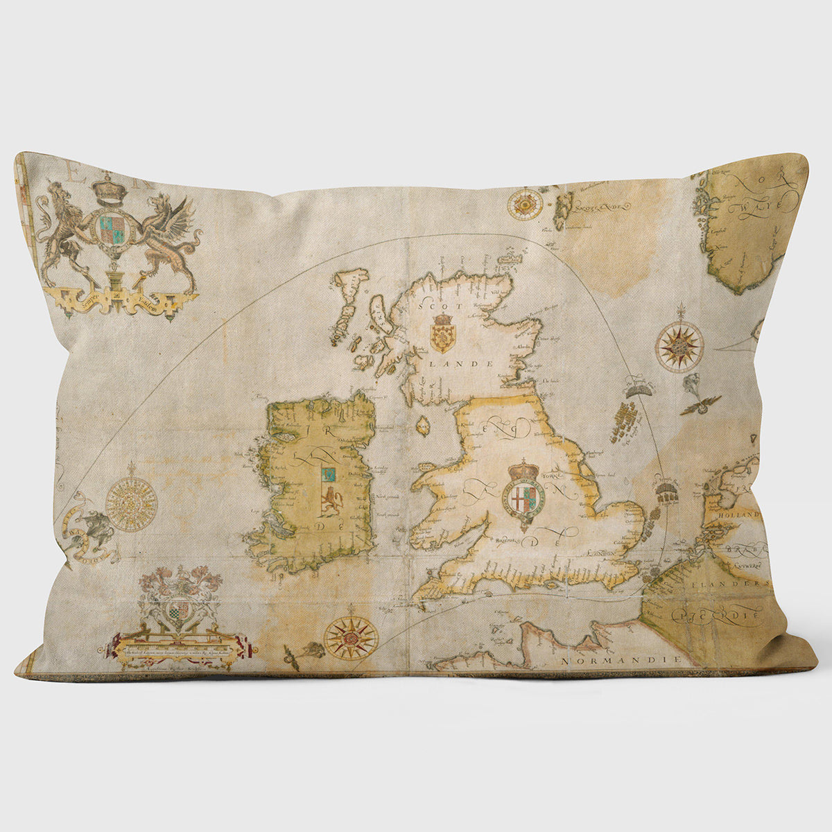 1588 Spanish Armada Route Map Cushion