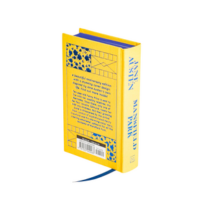 Yellow book with blue text and design on a white background
