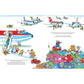 Illustration of various vehicles including airplanes and cars with text on a white background