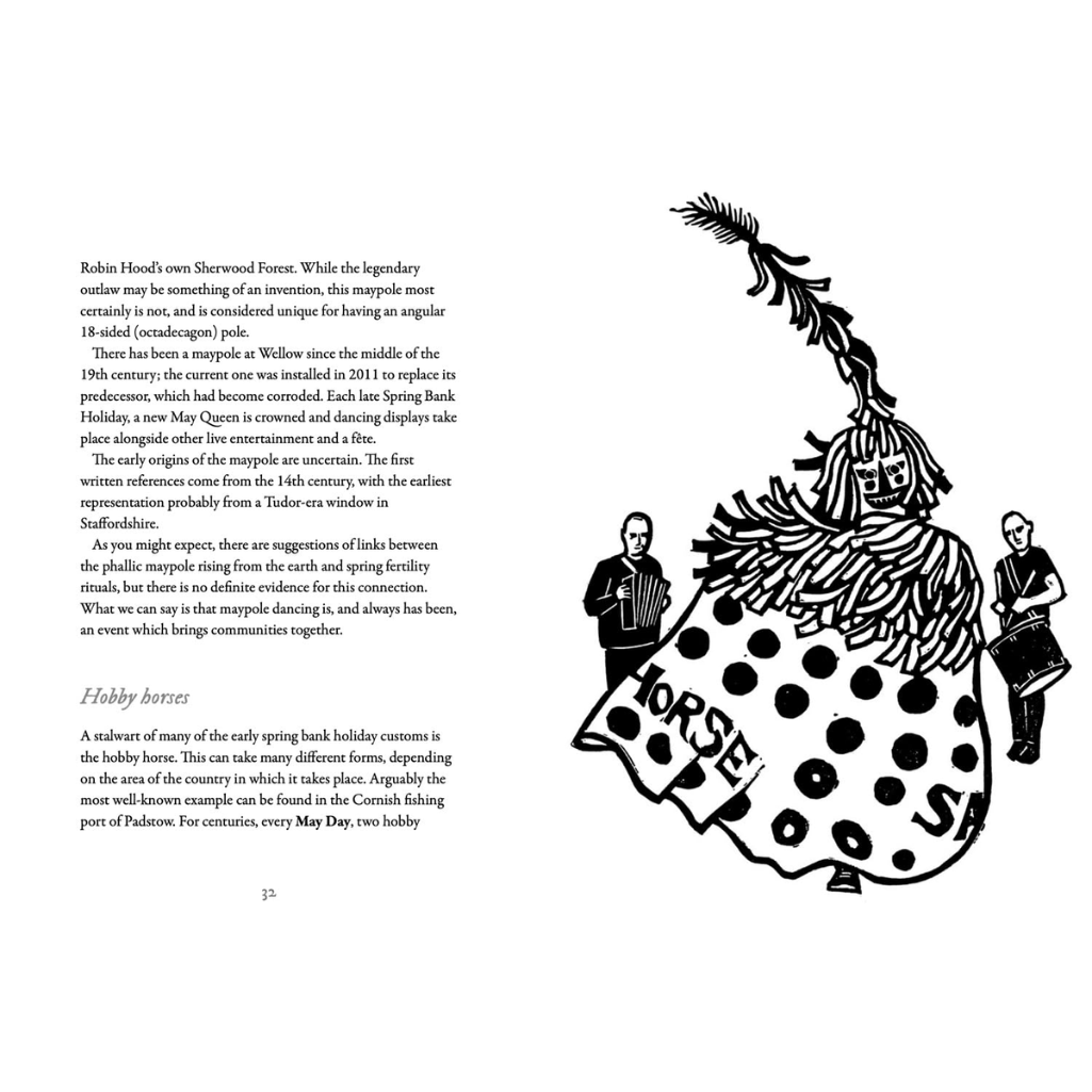 Page from a book with text and a black and white illustration of a map and people.