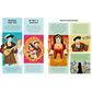 Illustrated book or comic page with historical scenes and characters, including a wedding, an heir's question, and courtroom drama.