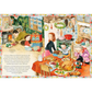 Illustrated book page showing a family celebrating Christmas dinner.
