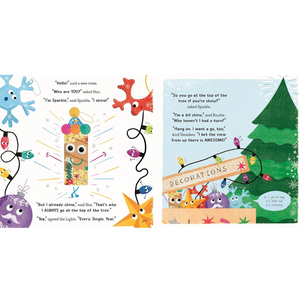 Children's book with colorful illustrations and text on a white background