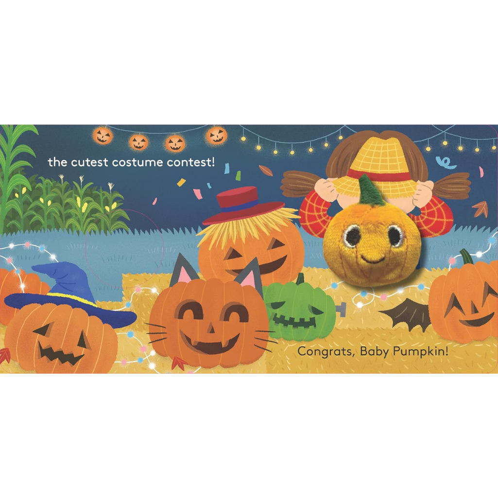 Halloween-themed illustration with pumpkins in costumes and decorations.
