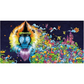 Colorful illustration of a monkey with a fantasy landscape including a castle and various creatures.