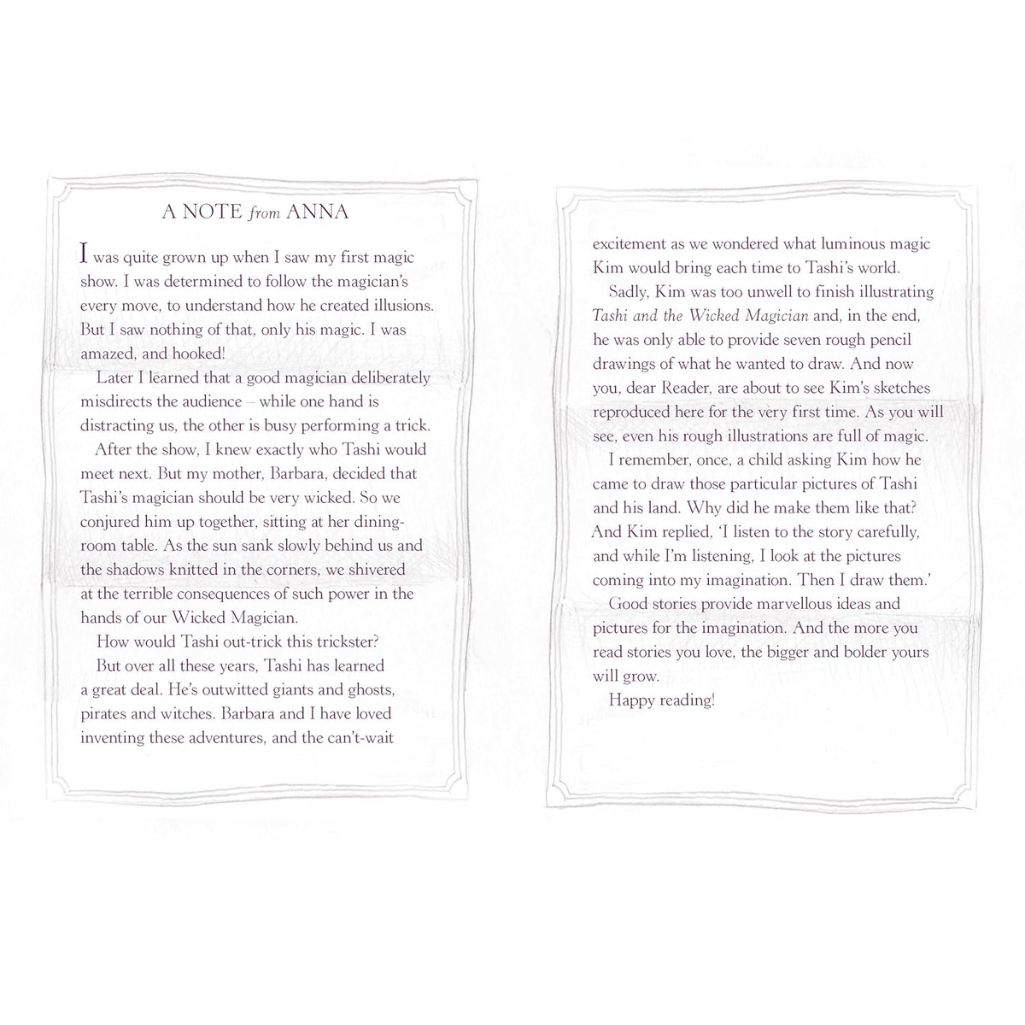 Two text boxes with a letter from Anna on a white background