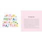 Book page with colorful text 'Your Mental Health Matters' on a pink background