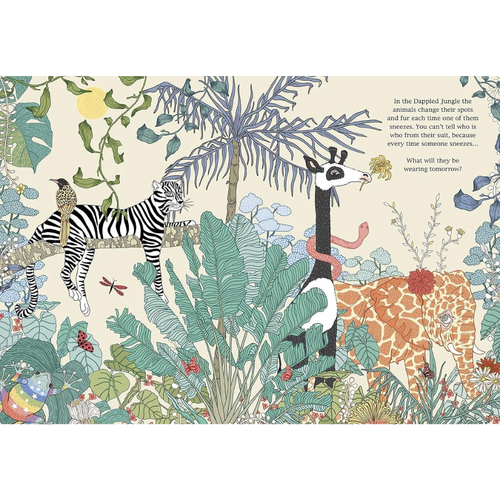 Illustration of animals in a jungle setting with text overlay