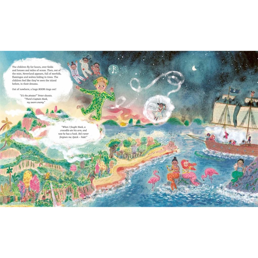 Colorful illustration from a children's book with various characters and elements.