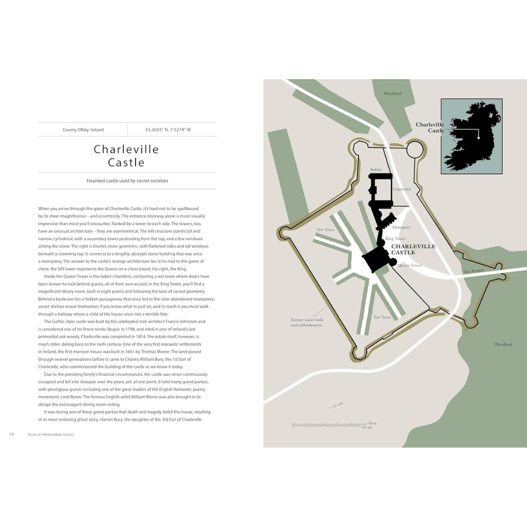 Map of Charleville Castle with text on a white background