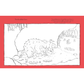 Black and white line drawing of a gruffalo in a cave with a red border.