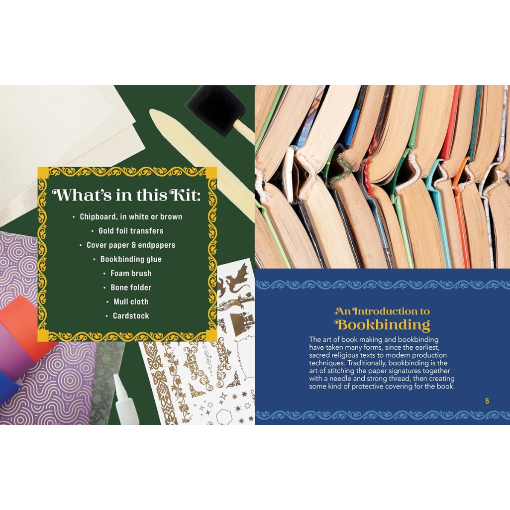 Bookbinding Kit: Transform Your Favorite Book into a Deluxe Edition - Includes: Chipboard, Cover Paper, Decorative Endpapers, Bone Folder, Gold Transfers, Bookbinding Glue, Foam Brush, Mull Cloth Paperback – 16 Oct. 2025
by Amanda Carestio (Author)