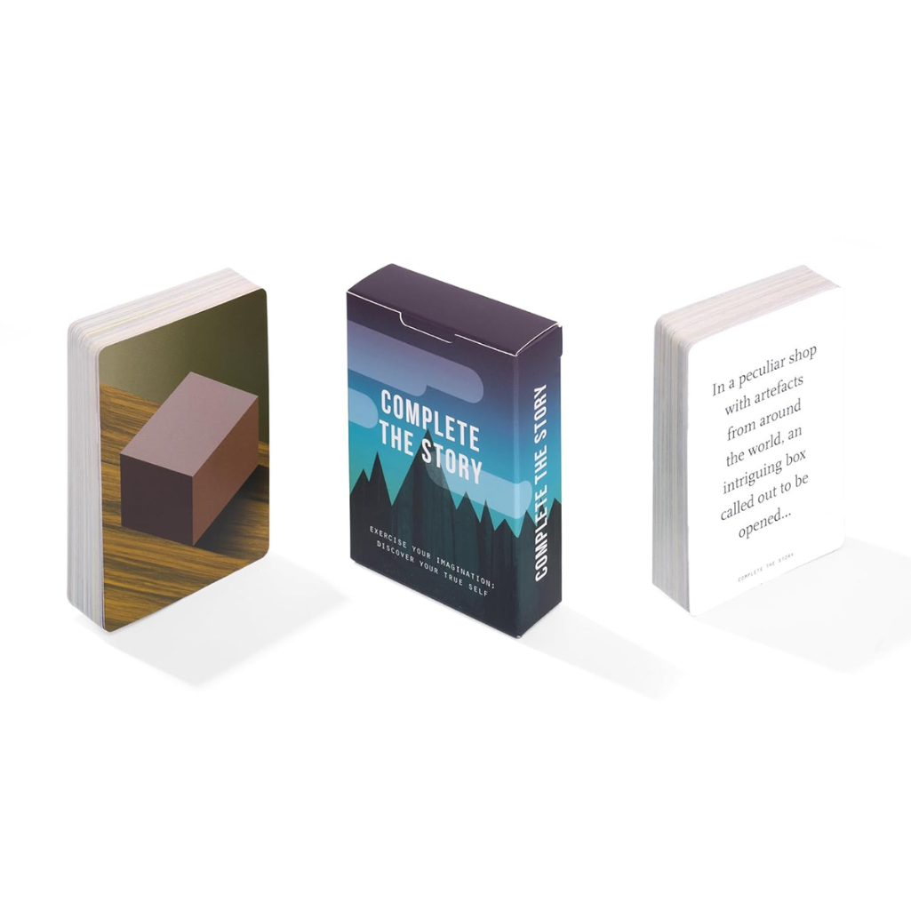 Three card decks with different designs on a white background