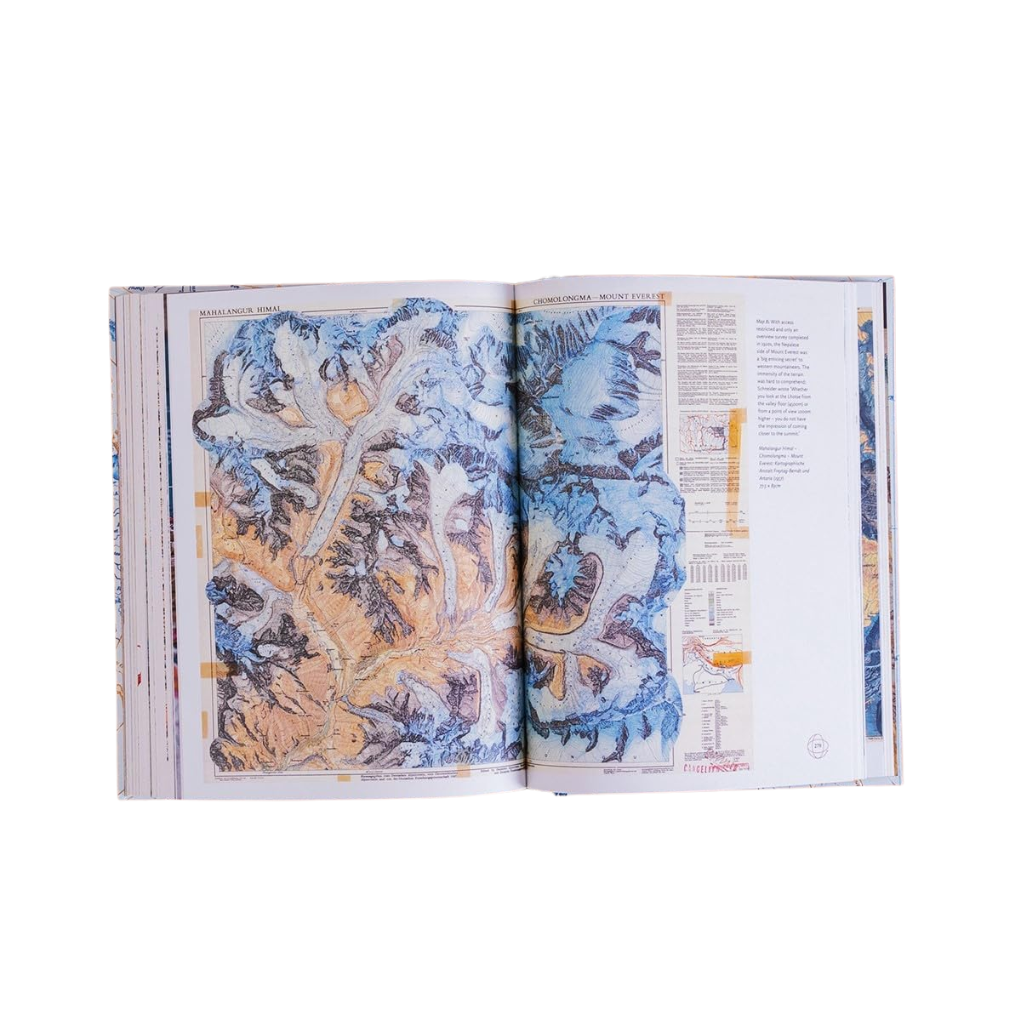 Open book displaying detailed illustrations of geological formations on a white background