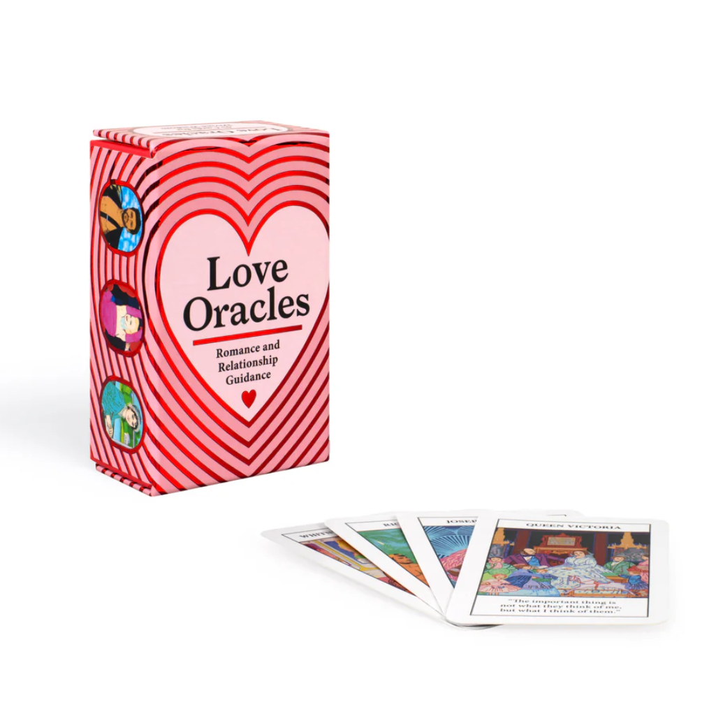 Love Oracles card set with a red heart-shaped box on a white background