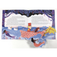 Illustrated scene with mermaids and a ship on a decorative card