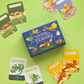 Memory game box with dragon-themed cards on a green background