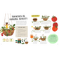 Illustrated guide on growing tomatoes in hanging baskets with text and graphics.