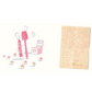 Illustration of a pink spatula character with a letter on a white background