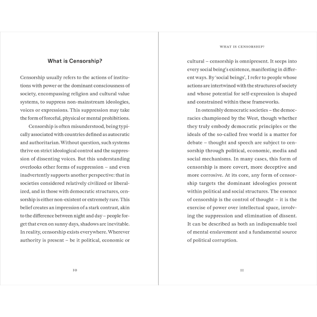 Two pages from a book or document discussing censorship.