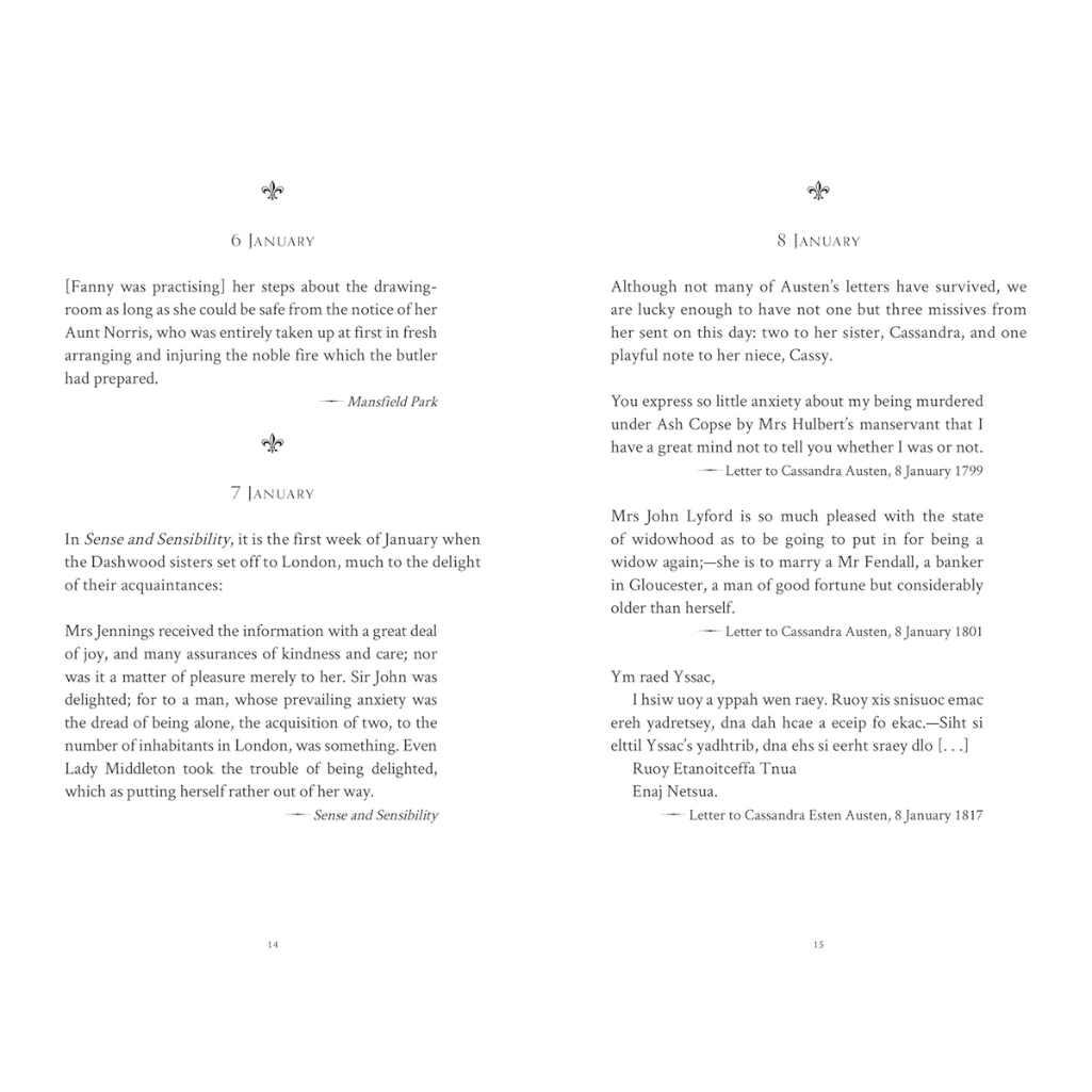 Two pages from a book with text and decorative elements on a white background