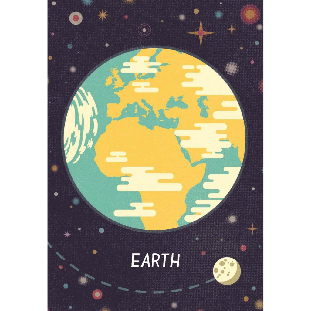 Illustration of Earth with a starry space background