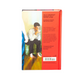 Book cover with a person sitting on a bench, red background with text
