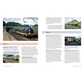 Magazine or book page with images and text about trains, featuring a train on tracks and a tunnel.