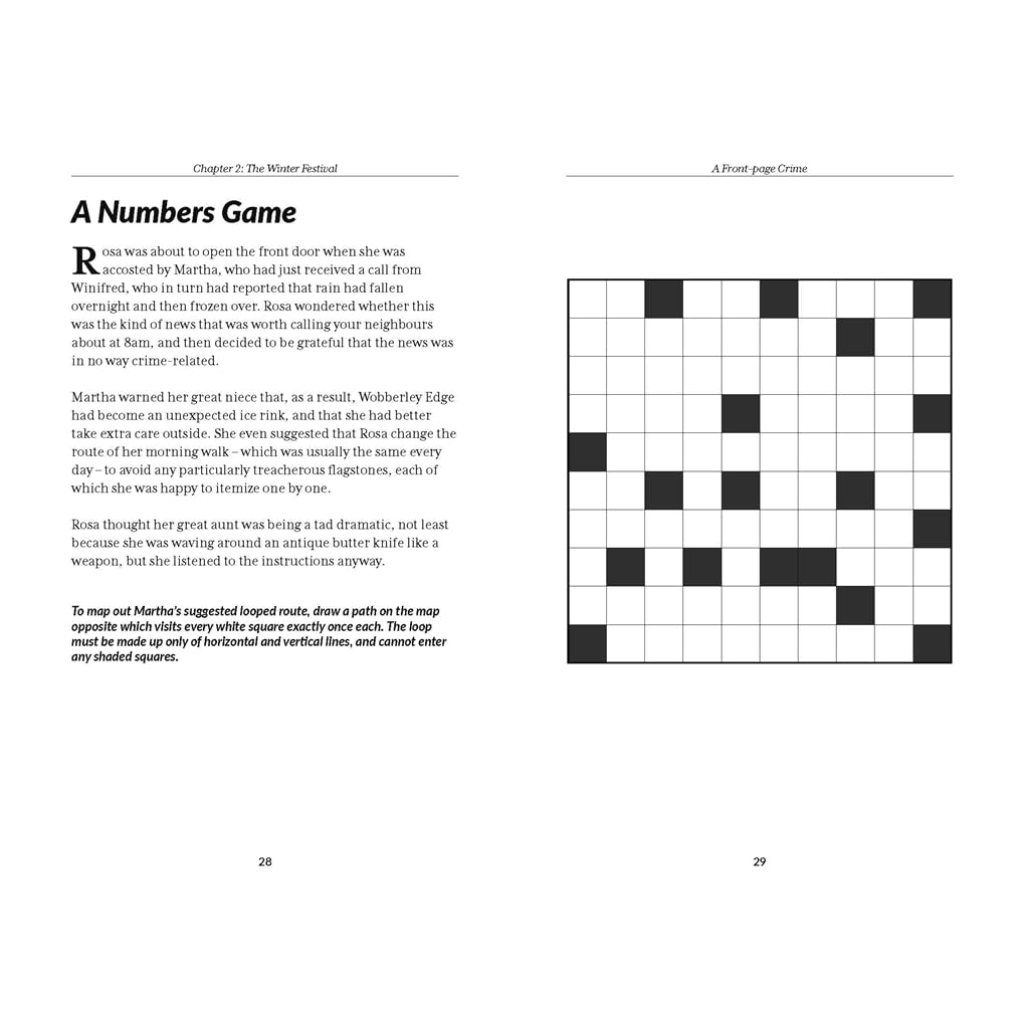 Page from a book with text and a crossword puzzle