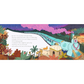 Colorful illustration of a train journey through a scenic landscape with text.