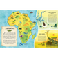 Illustrated map of Africa with various animals and text on a white background
