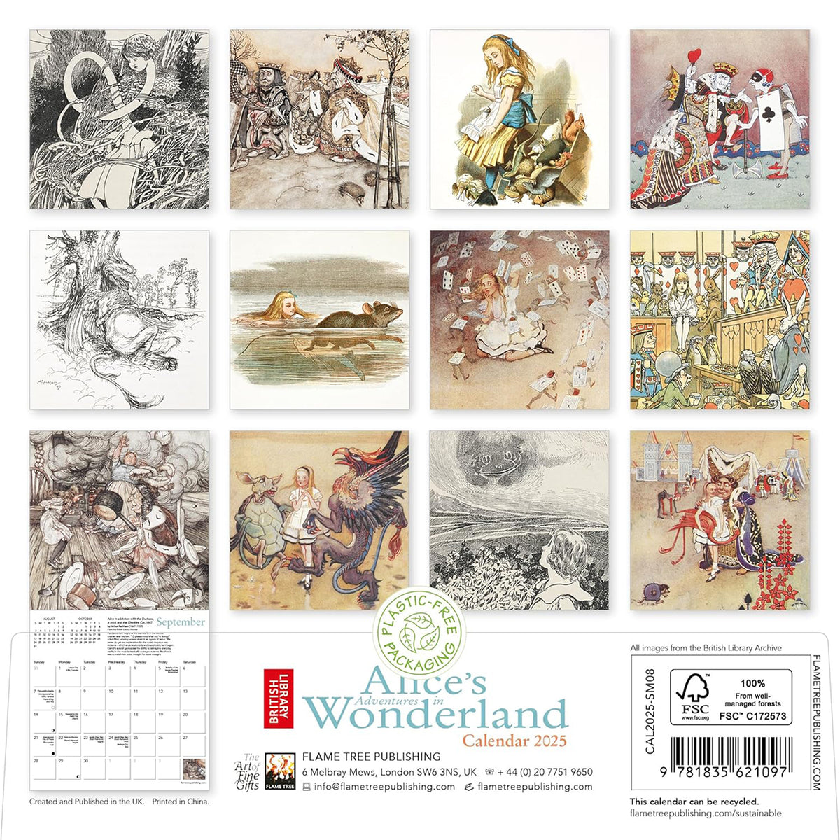 Alice's Adventures in Wonderland Wall Calendar Back