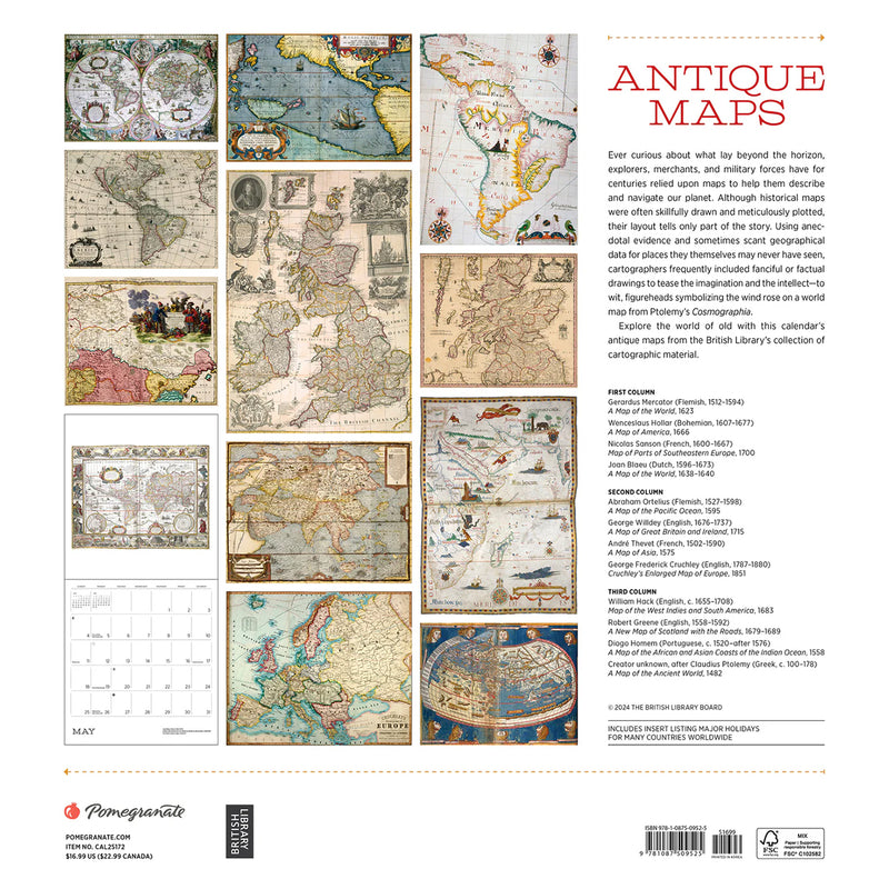 Antique Maps 2025 Wall Calendar